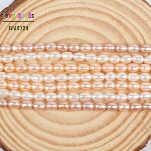 AAA Natural White Pink Freshwater Pearl Rice Shape Beads Strand 15" for Bracelets Necklace Jewelry Making 3.5*4mm