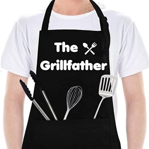 Zhang Ji Black Mens Apron With Pockets Waterproof And Grease-Proof For Hygiene Kitchen Chef Cooking Black Grilling Apron