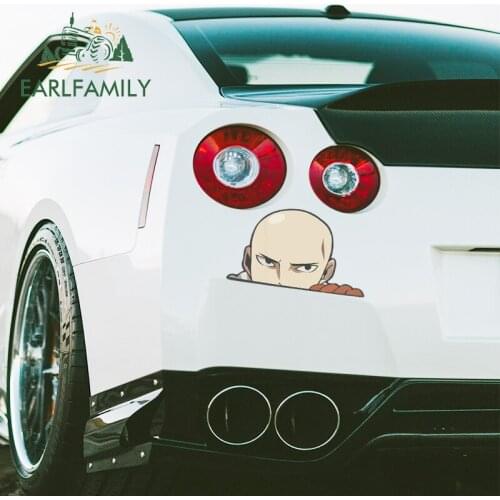 EARLFAMILY 26cm x 15cm For One Punch Man Peeking Car Stickers Vinyl Material Fine Decal Motorcycle Sunscreen Decoration