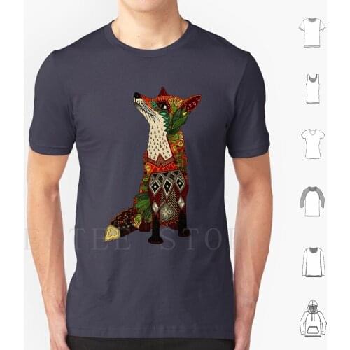 Floral Fox T Shirt Men Cotton 6xl Fox Flowers Floral Flower Garden Botanical Tribal Cute Geometric Teal Turquoise Green Nature