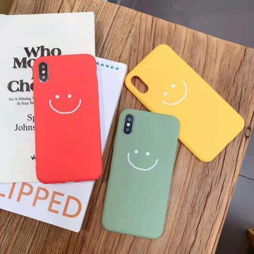 GYKZ Simple Cartoon Smile Face Fitted Case For iPhone 8 XS MAX XR X 6 6s Plus Colorful Soft TPU Phone Cover For iPhone XR Fundas
