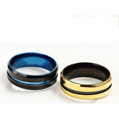 Hottest Stainless Steel 8mm Wide Matte Double Beveled Simple Men Popular Fashion Jewelry Ring Gift 2020 Boys Girls Hot Sale