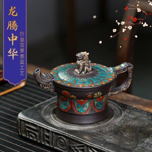 Longteng Chinese recommended colored enamel teapot undressed ore black mud often hand of red authentic yixing teapot