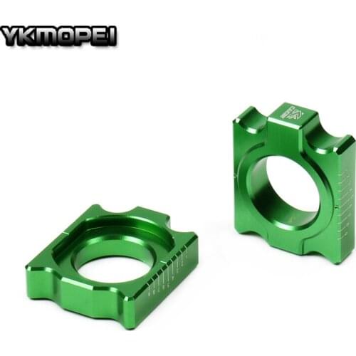 Green CNC Chain Adjuster Rear Axle Block Kit for KX125 KX250F KX450F KX450R 2004-2015 Fit KXF Motorcross Dirt Bike New