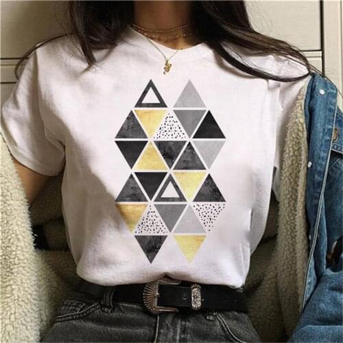 Beautiful Geometry Printed Women T Shirt 90s Graphic T-shirt Harajuku Tops Tee Cute Animal Short Sleeve Tshirt Female Tshirts