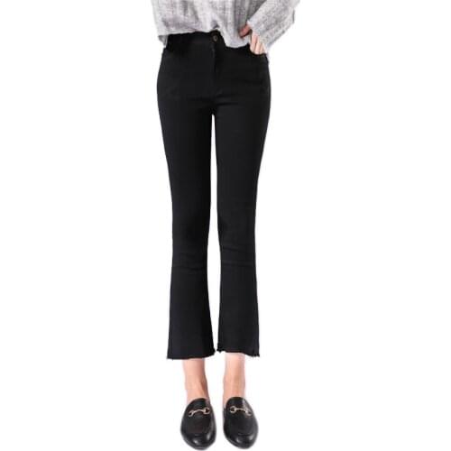 Summer Womens Flared Trousers Ladies Slim Skinny Stretch Ankle Length Casual Pants Tassel Bell Bottoms for Woman