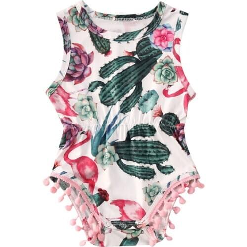 Summer Newborn Romper Infant Baby Girl Cactus Printed Sleeveless Romper Jumpsuit Outfit Clothes Baby Clothing