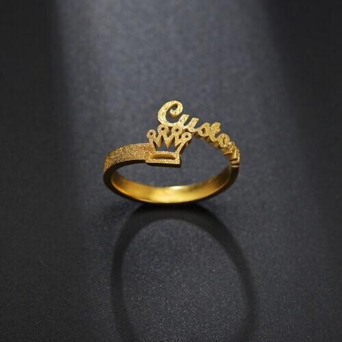 Frosted Name Rings Custom Stainless Steel Ring with Crown Private Jewelry for Women Men Couple Gifts A Gift of Love
