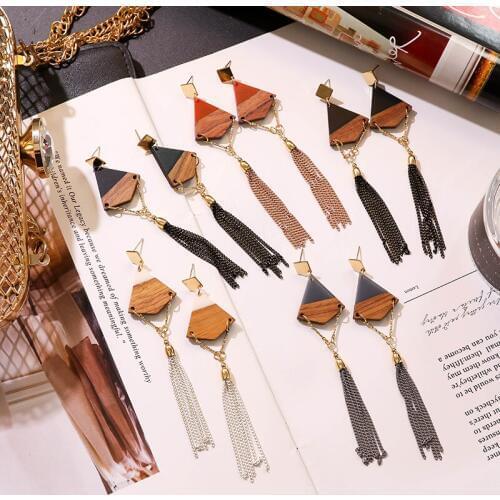 Earrings Minimalist Wooden Geometric Vintage Earrings 2020 New It Girl Korean Version of the Wild Fashion Jewelry