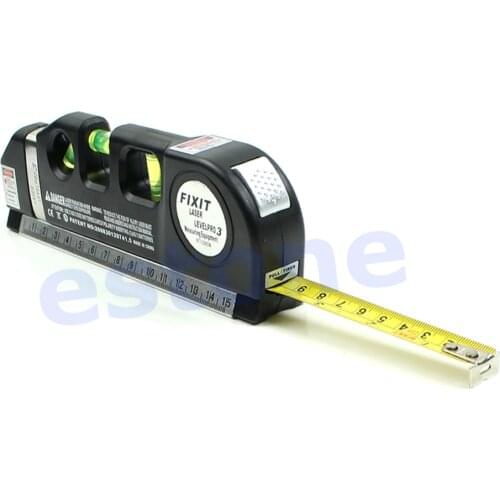 Multipurpose Level Laser Horizon Vertical Measure Tape Aligner Bubbles Ruler 8FT