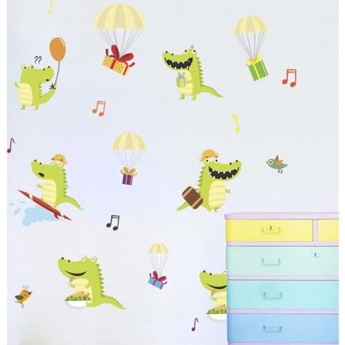Cartoon Crocodile Balloons Wall Sticker For Home Decoration Kids Room Bedroom Mural Art Diy Safari Wall Decals Posters