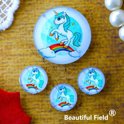 12mm 25mm 14mm 16mm 18mm 20mm Photo Glass Cabochons Round Cameo Set Handmade Settings 30mm Unicorn BE12364254