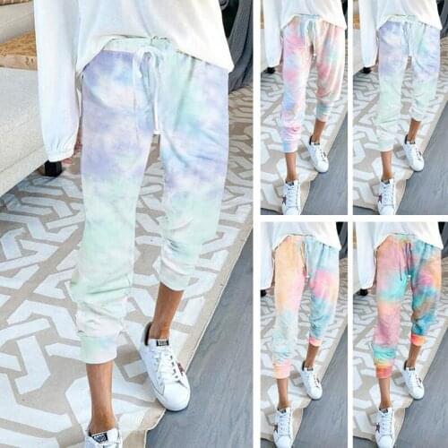 New Tie Dye Women Harem Pants Casual Drawstring Pencil Sweatpants Long Pants Fitness Jogger Trousers Pantalones Mujer High Waist