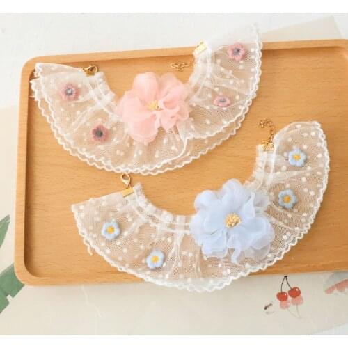 Dog Lace Collar Adjustable Anti-suffocation Neck Circumference Summer Net Yarn Bow Flower Cat Necklace Pet Photo Accessories