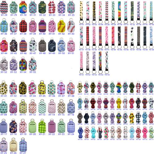 10PC 30ML Empty Travel Bottle Hand Sanitizer Bottle Holder Refillable Liquid Reusable Flip Cap Bottle with Keychain Carrier