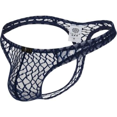 Sexy Men Fishnet Transparent Briefs Low-waist Perspective Net Bikini G-string Thong Jocks Tanga Underwear Gay Underwear