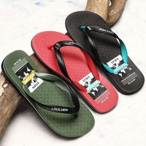 Summer Flip Flops Mens PVC/EVA Casual Daily Household Outdoor Sandals Flat Bottom Non-Slip Wear-Resistant Holiday Beach Slipper