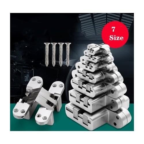 2pcs 304 Stainless steel hidden hinges seven size Invisible concealed folding Door hinge for Kitchen furniture Hardware