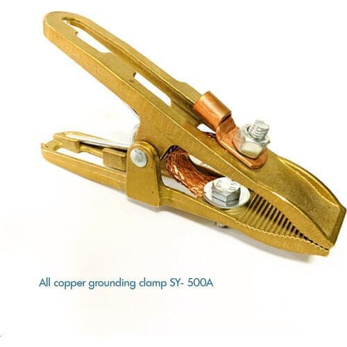 500A Heavy Duty Ground Clamp Manual Welder Earth Ground Cable Copper Grip Clip Clamp for Arc Welding Machine, 180mm Length