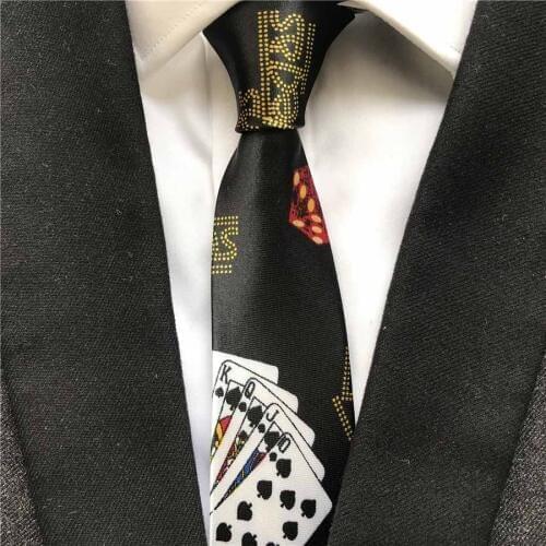 Unique Design Ties with Poker Patterns Necktie Polyester Gravatas Free Shipping