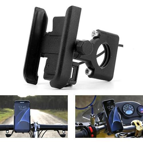 Universal Motorcycle MTB Bike Mobile Phone Holder Mount With USB Charge Aluminum Alloy Motorbike Accessories
