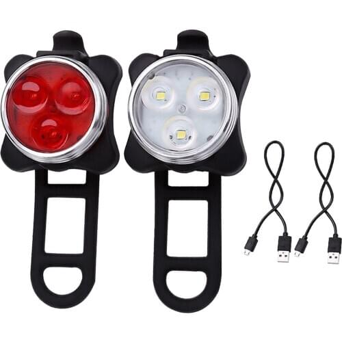 Bike Bicycle Light USB LED Rechargeable Set Mountain Cycle Front Back Headlight Lamp Flashlight