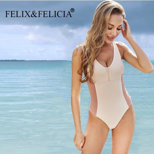 FELIX&FELICIA Factory 2021 New Sexy Zipper One Piece Swimsuit Women Swimwear Push Up Monokini Ladies Bathing Suit Summer Bikinis
