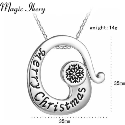 Magic Ikery Carving Letter Merry Christams Snowflake Pendant Necklace Women Party Family New Design Long Collar Chain MKA15