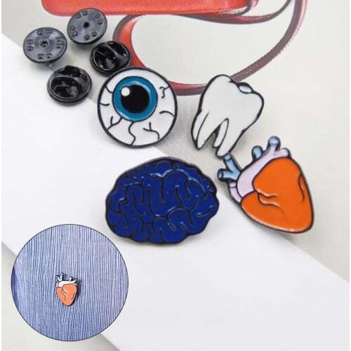 1pc Cartoon Cute Organ Brain Eye Tooth Metal Brooch Pins Button Pins Brooch Denim Jacket Pin Badge Funny Gift Fashion Jewelry