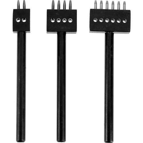 3pcs/set Leather Punching Hole Tool 5mm Pitch 2 4 6 Prong Row Punch Leathercraft Spacing Hole Craft Round Row Hole Punch Tool