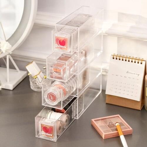 4 Grids Nail Art Decoration Accessories Clear Storage Box Rhinestones Crystal Manicure Makeup Tool Display Rack Drawer Case