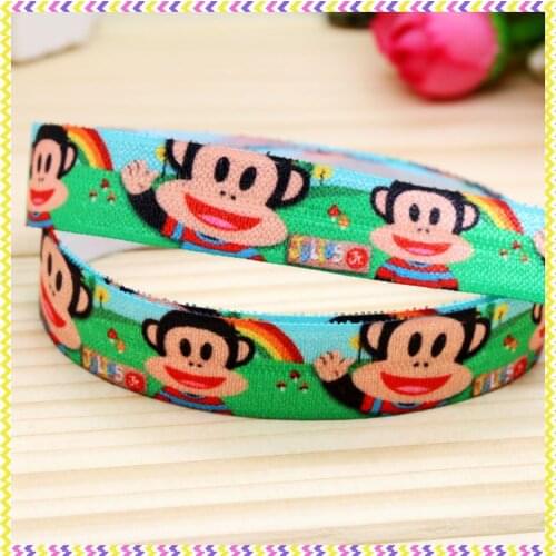 5/8'' Free shipping Fold Elastic FOE monkey printed headband headwear hairband diy decoration wholesale OEM P4332