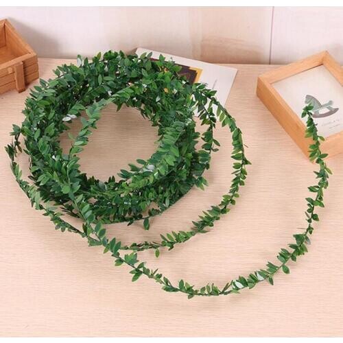 7.5M Silk Garland Green Leaf Iron Wire Artificial Flower Vine Rattan For Wedding Car Decoration Home Party DIY Decoration