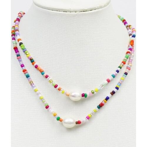 10 Strand Colorful Beaded Necklace Chain Handmade Jewelry Beaded strand Jewelry Accessories Jewelry Necklace Gift 9896