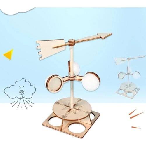 Students DIY Wind Vane Model Kit Wooden Children Science Direction Speed Experiment Technology School Educational Toys New 2021