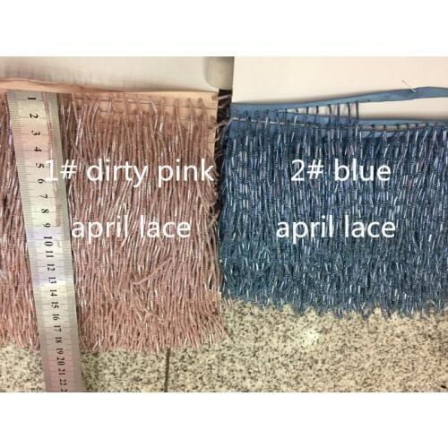 DX001# 10yards /bag 9-10cm width dirty pink/blue beads ribbon fringe tassel for garment/decorative/wedding dress decoration