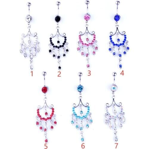 Elegant Tassel Crystal Pendant Body Jewelry Piercing For Lady Gift Women Sexy Surgical Steel Belly Button Piercing