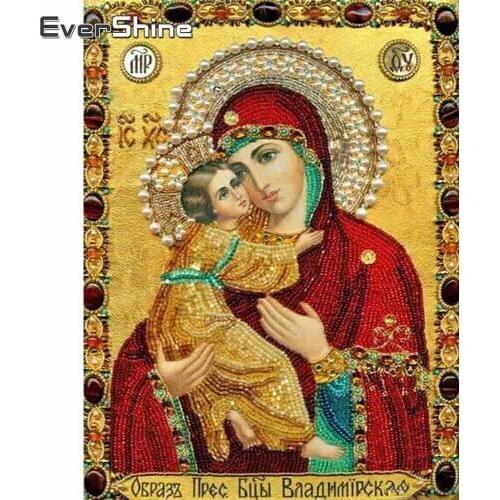 Evershine Diamond Painting Crystal Religon Full Square Round Drill Diamond Embroidery Beaded Madonna Rhinestone Pictures Kit