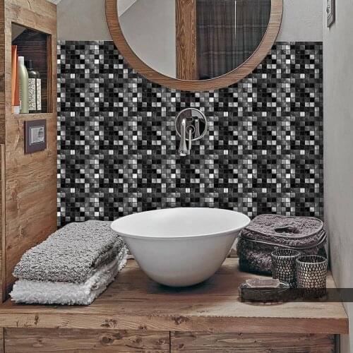 Funlife Black PVC Kitchen Mosaic Tile DIY Wall Stickers Vinyl Bathroom Self-adhesive Panel Splashback Wallpaper Decoration