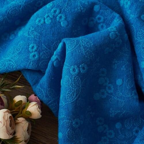 Cotton and linen fabrics Upscale fashion dress skirt shawl tissu Thick and double faced embroidery in autumn and winter fabric