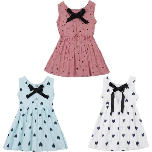Baby Girl Dress Love Pattern Sleeveless Pink Backless Crocodile Pattern Cotton Soft Everyday Casual Dress