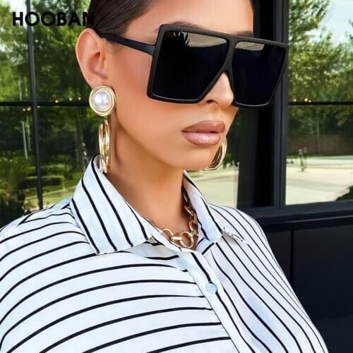 HOOBAN Oversized Women Sunglasses Brand Designer Square Ladies Sun Glasses Fashion Big Shades Eyewear UV400