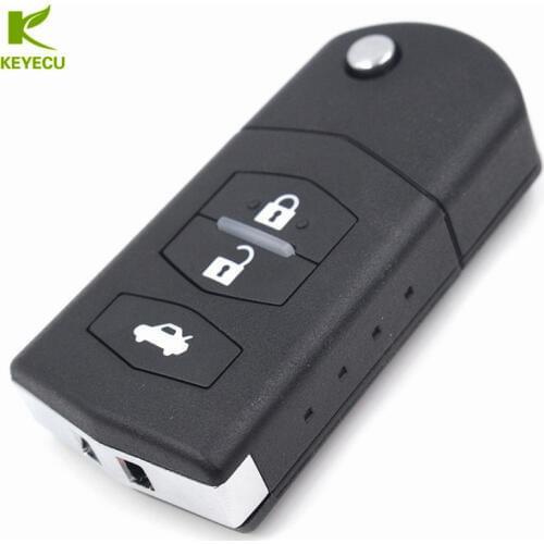 KEYECU NEW Replacement Shell Folding Flip Remote Key Keyless Case Housing Fob Switch 3 Button for Mazda 3 5 6