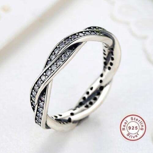 925 Sterling Silver BRAIDED PAVE RING with Clear CZ ,sterling silver Twist Of Fate Stackable Twisted Rings for women Jewelry
