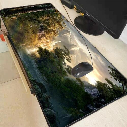 XGZ Waterfall Landscape Forest Large Gaming Mouse Pad Lock Edge Mouse Mat for Laptop Computer Keyboard Pad Desk Pad for Dota LOL