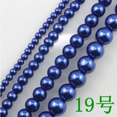 Wholesale Royal blue Glass Imitation Pearl Round Beads fashion Necklace bracelet earrings accessories 4.6.8.10.12.14mm GL-13