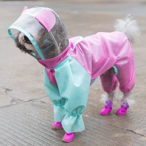Fashion Dog Rain Coat All-inclusive Waterproof Pet Dog Four-legged Raincoat Small Puppies Raining Coat Schnauzer Dog Costumes