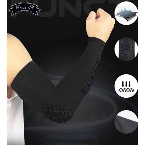 Mens Sports Elbow Pads Honeycomb Anti-Collision Compression Arm Volleyball Basketball Support Protector Fitness Protective Gear