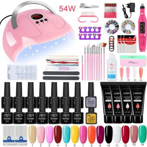 Nail Kit UV Nail Dryer Nail Gel Set Varnish Nail Gems Line Sticker Manicure Poly Nail Gel Set electric Nail drill Nail Set