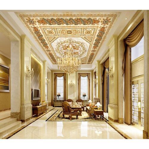 Bacaz Custom 3d mural wallpaper ceiling wallpaper Hotel flower mural wallpaper for walls 3d wallpaper Carpet floor mural